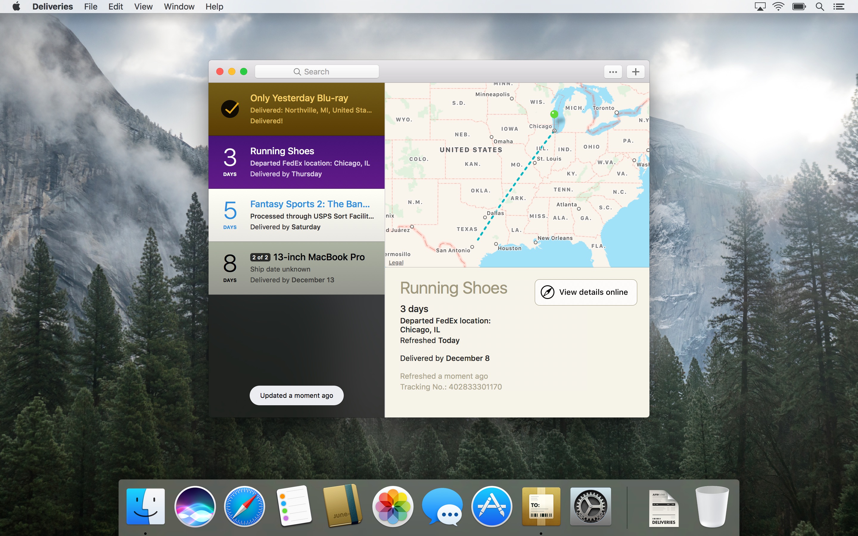 Screenshot do app Deliveries