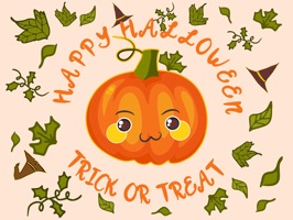 Ten adorable stickers featuring pumpkin faces and text