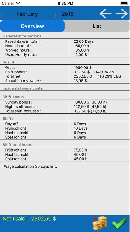 Shift Wage Planer screenshot-3