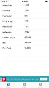 Sports Betting Odds Calculator screenshot