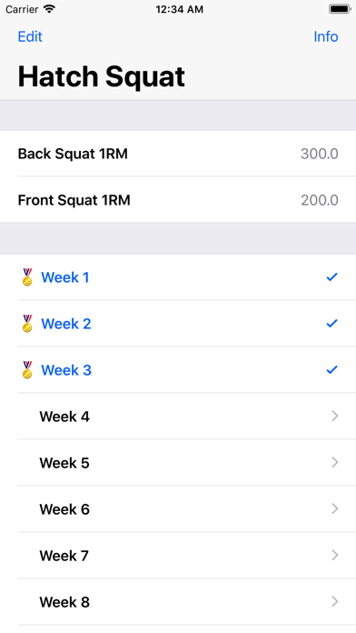 Hatch Squat Program Screenshot