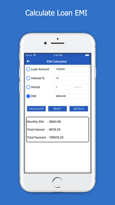 Screenshot #2 pour All Loans EMI Calculator