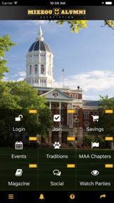 Mizzou Alumni Association screenshot