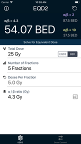 EQD2 Calculator screenshot