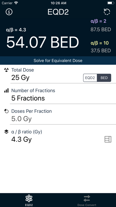 EQD2 Calculator Screenshot