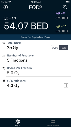 EQD2 Calculator screenshot 2