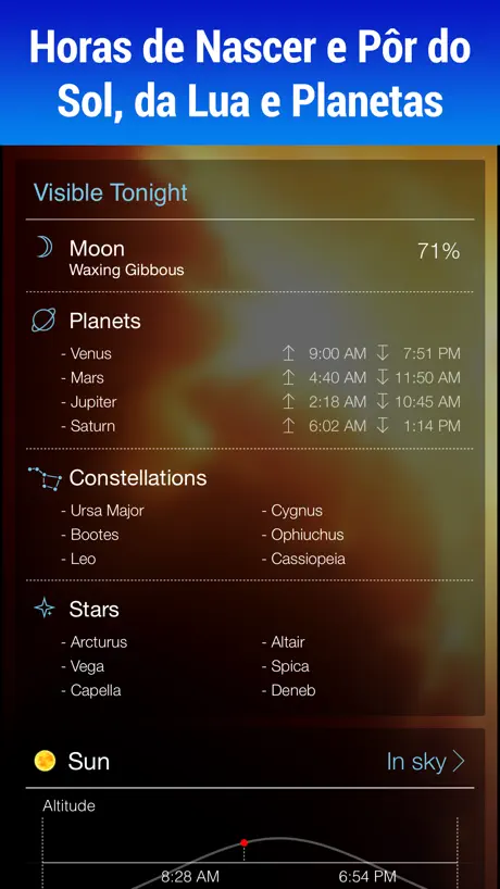 Sky Live: Previsão astronômica