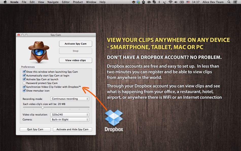 #4. Spy Cam (macOS) 由: Alice Dev Team