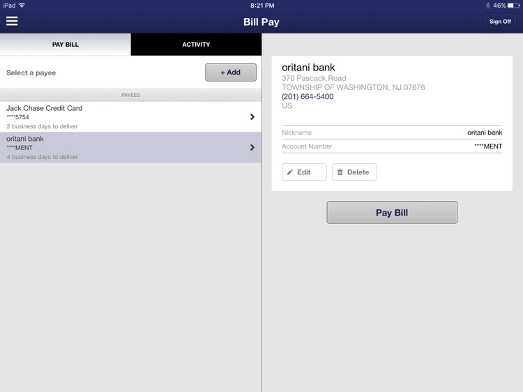 Oritani Bank Mobile for iPad screenshot-3