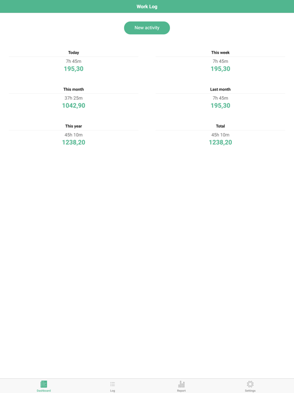Work Log - Time Tracking iPad screenshot
