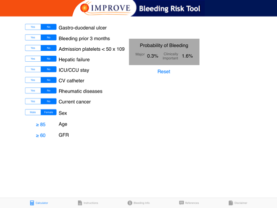 Screenshot #4 pour IMPROVE Bleeding Calculator