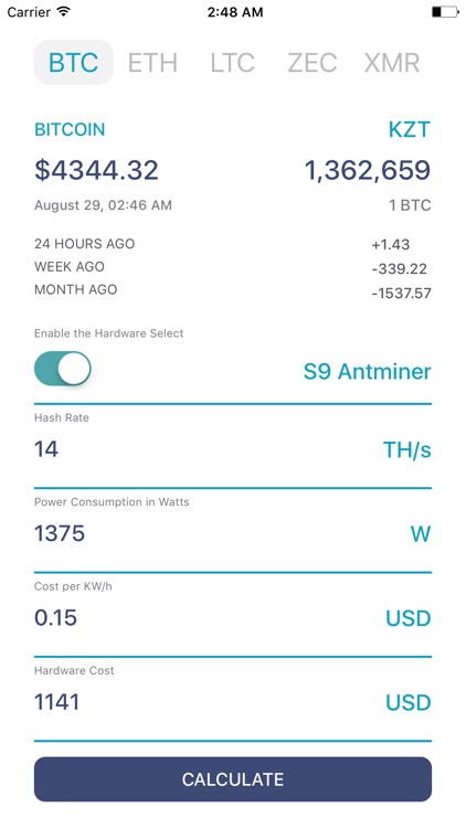 cryptocurrency mining calculator with difficulty