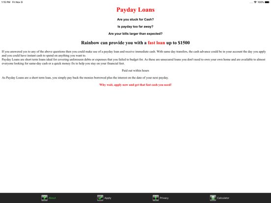 Payday Loans USA iPad screenshot 2 - Finance app