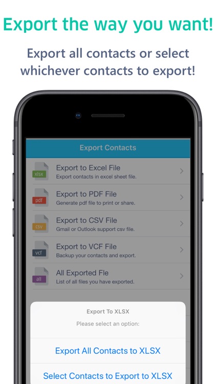 Contacts to Excel , PDF , CSV