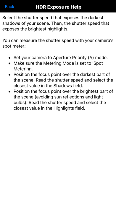 Screenshot #3 pour HDR Exposures Calculator