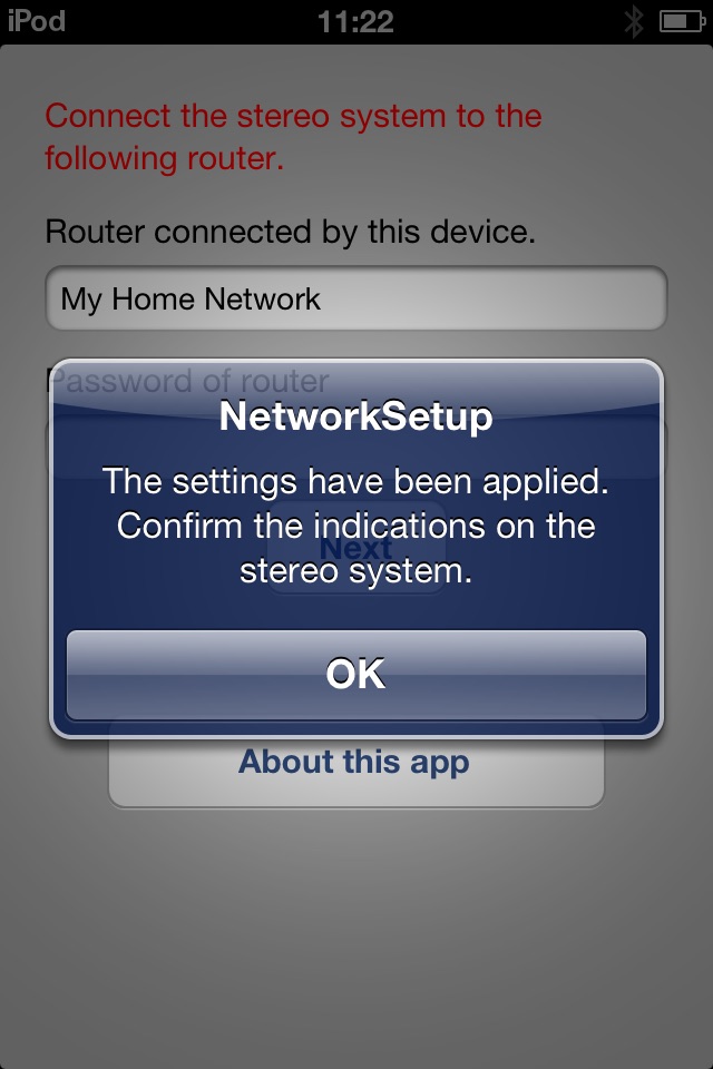 Panasonic Stereo System Network Setup screenshot 3