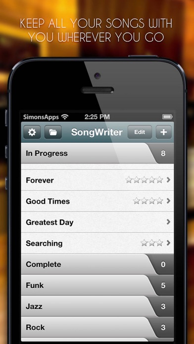 SongWriter - Write lyrics and record melody ideas on the go Screenshot 1