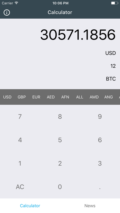 Screenshot #1 pour Bitcoin Calculator - Realtime