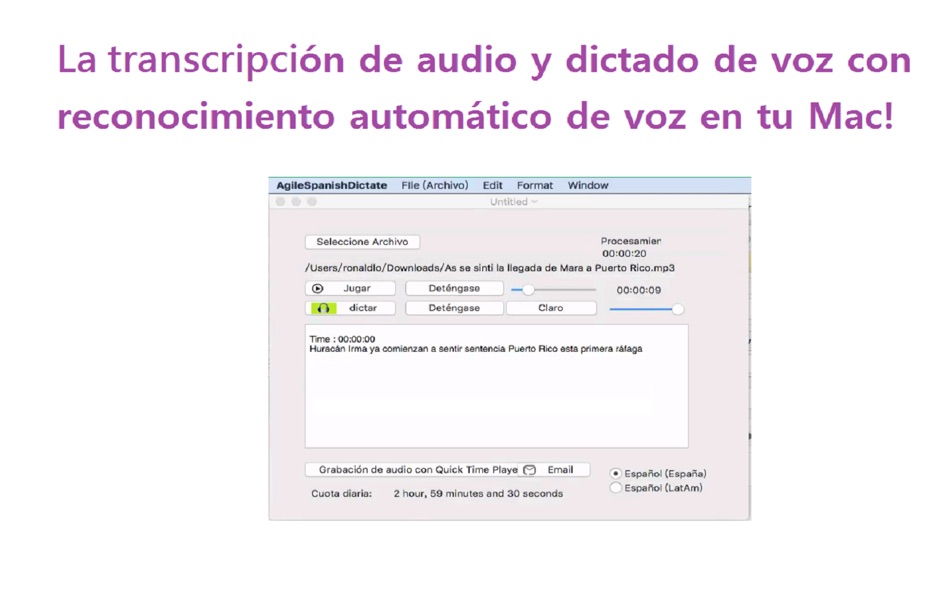 Agile Spanish Dictate for file - 1.98 - (macOS)