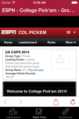 CAPS College Football Pick 'em screenshot 3