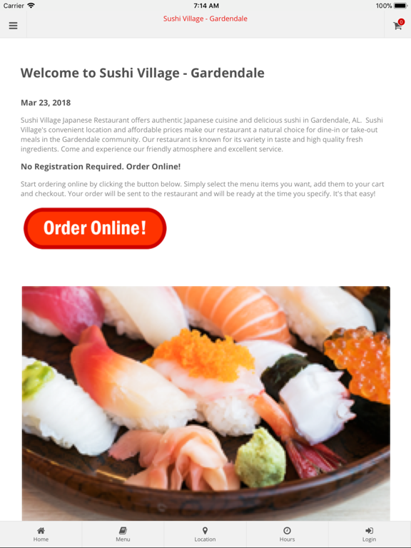 Sushi Village Gardendale iPad screenshot 1 - Food & Drink app