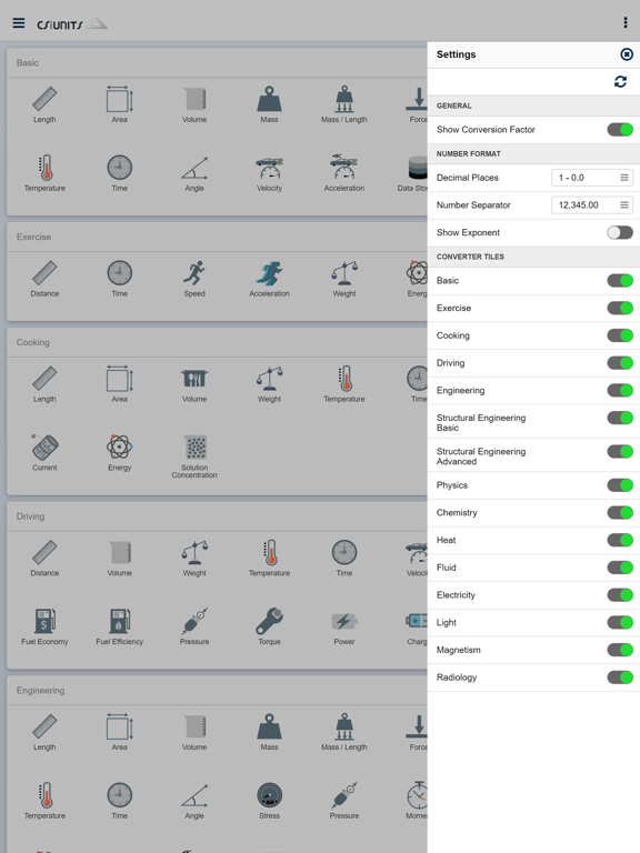 CSiUnits iPad screenshot 5 - Utilities app
