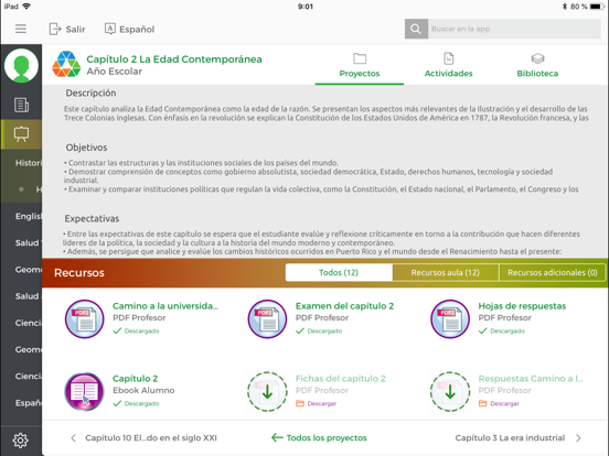 Santillana Planificación DEPR iPad screenshot