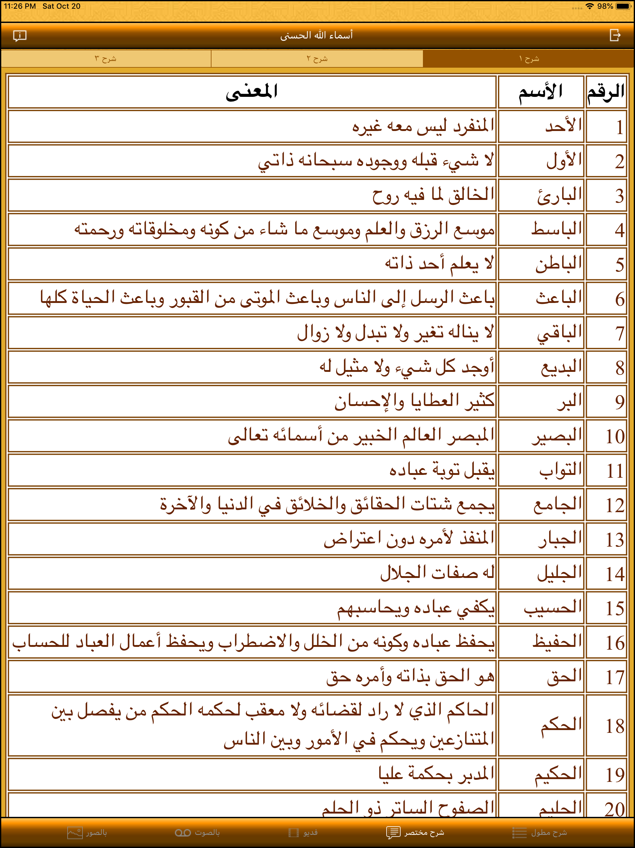 أسماء الله الحسنى Asmaa Allah