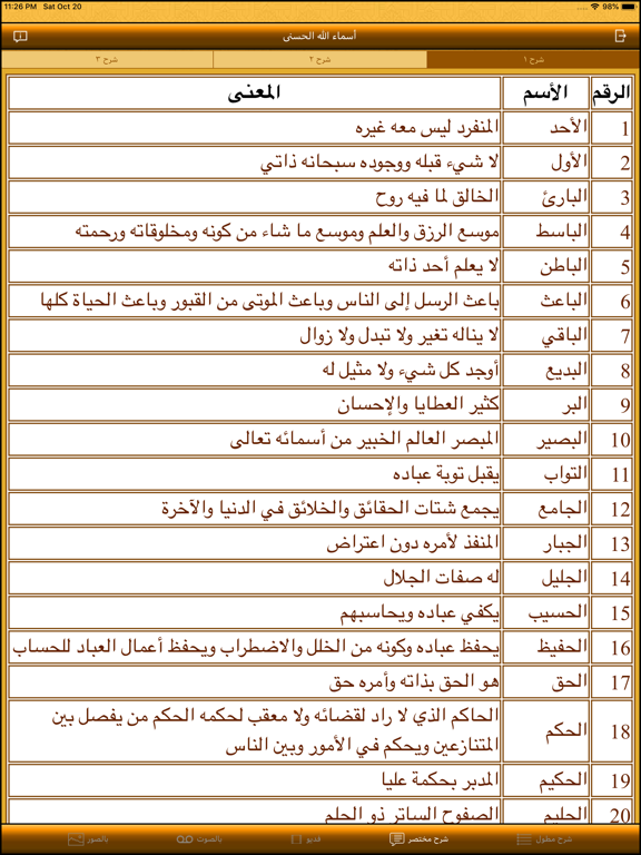 أسماء الله الحسنى Asmaa Allah iPad screenshot
