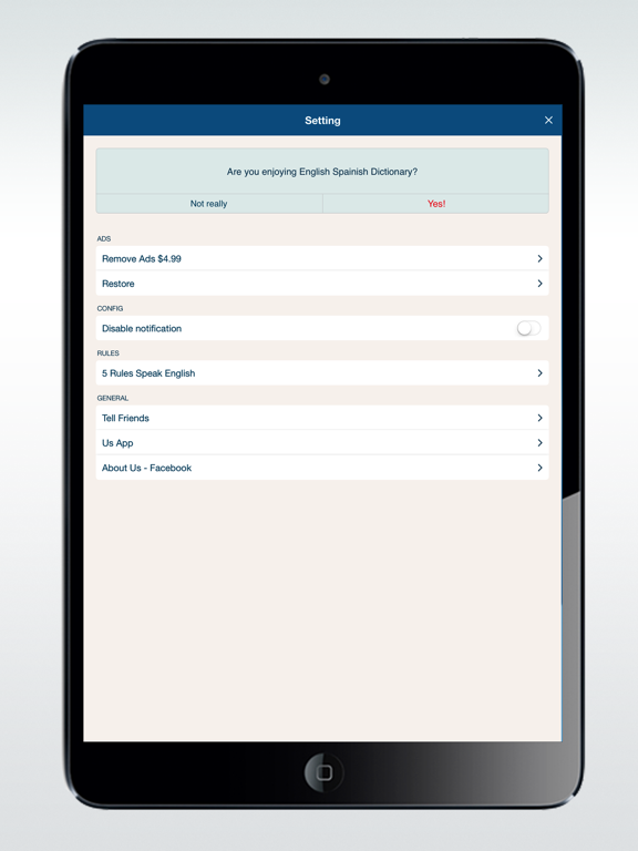 English Spanish Dict iPad screenshot 5 - Education app