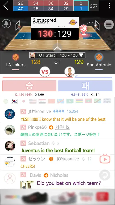 Live Score - Score en direct