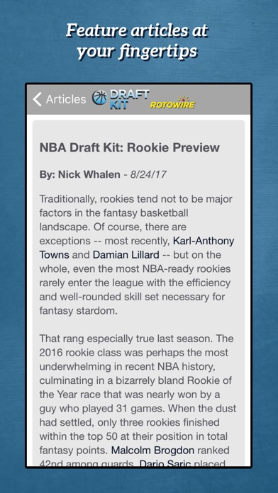 RotoWire Basketball Draft 2017 screenshot 2