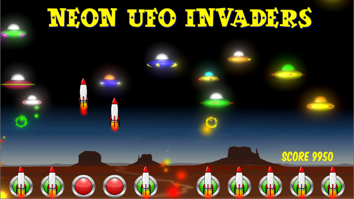 Neon UFO Invaders from Space