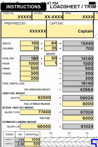 A320 LOADSHEET T&B 180 4z PAX screenshot 2