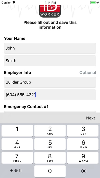 Worker Emergency ID screenshot 2