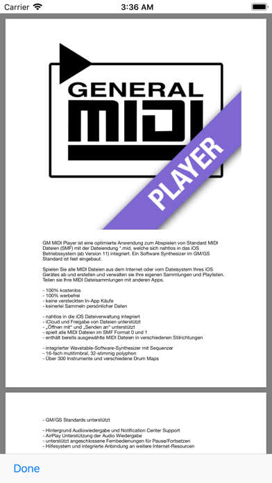 GM MIDI Player Screenshot