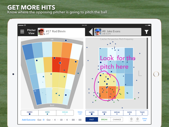 3 Up 3 Down hit & pitch tracker for baseball iPad screenshot 2 - Sports app
