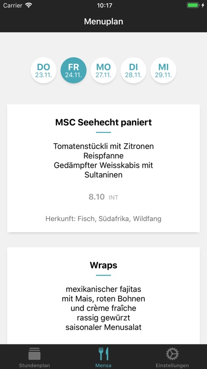 Stundenplan KS Rychenberg