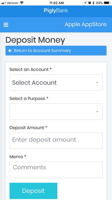 PiglyBank iPhone screenshot