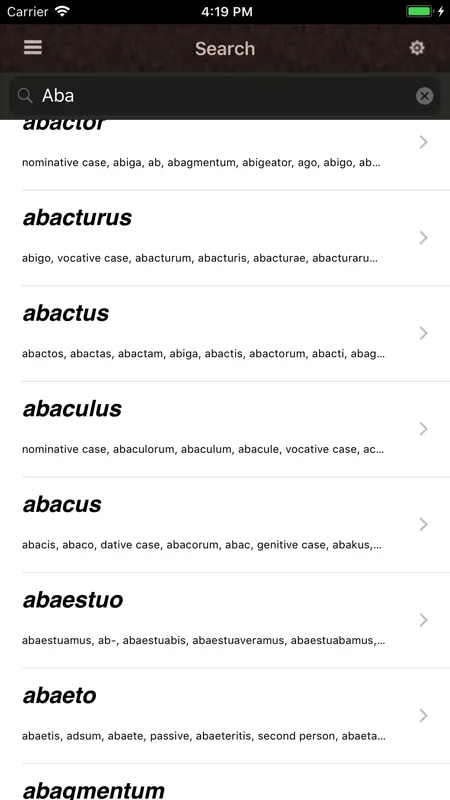 Latin Lexicon Dictionary screenshot 1 of 5