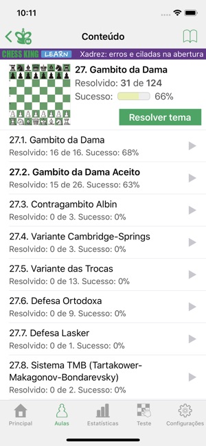 Xadrez: erros na abertura na App Store