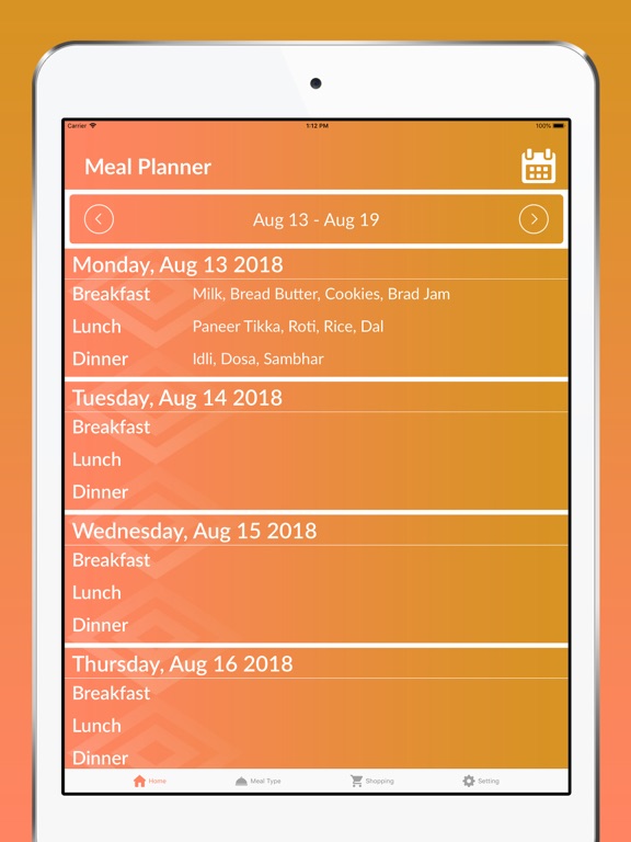 Screenshot #5 pour Meal Planner - Food Planner