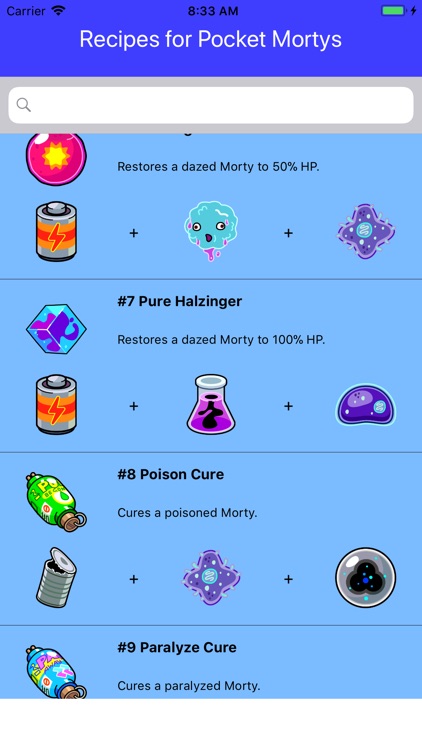 Recipes for Pocket Mortys