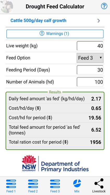 Drought Feed Calculator