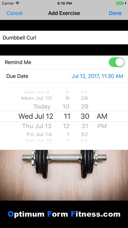 Workout Reminder