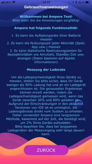 Screenshot von Ampere Aufladen Des Akkus auf dem iPhone 2