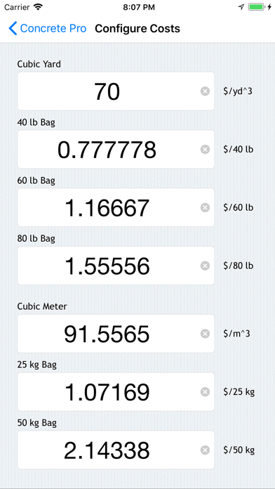 Concrete Pro - Cost Calculator Screenshot