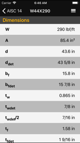 Steel Profiles AISC screenshot