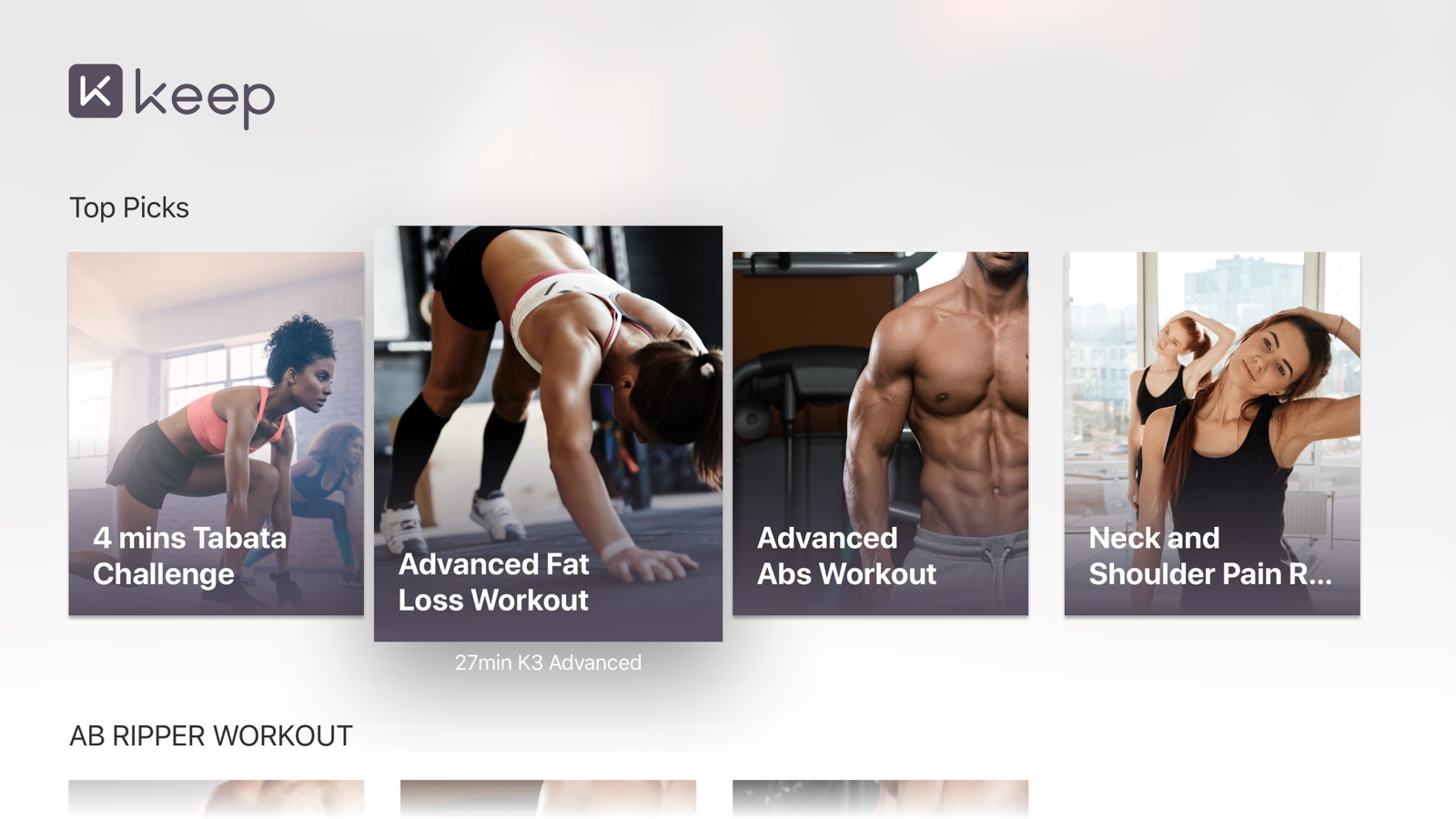 Keep Trainer: Gym Workout Log apple_tv screenshot 1
