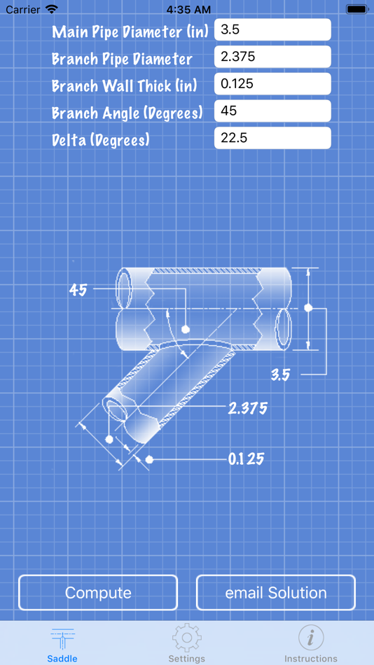 #1. Pipe Saddle Layout Calculator (iOS) Podle: Jean-Paul Lanaux